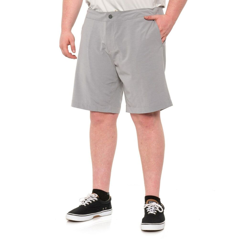 Faherty Men's Original All Day Shorts Ice Grey Zip Front size 42 MSRP $98 NWT